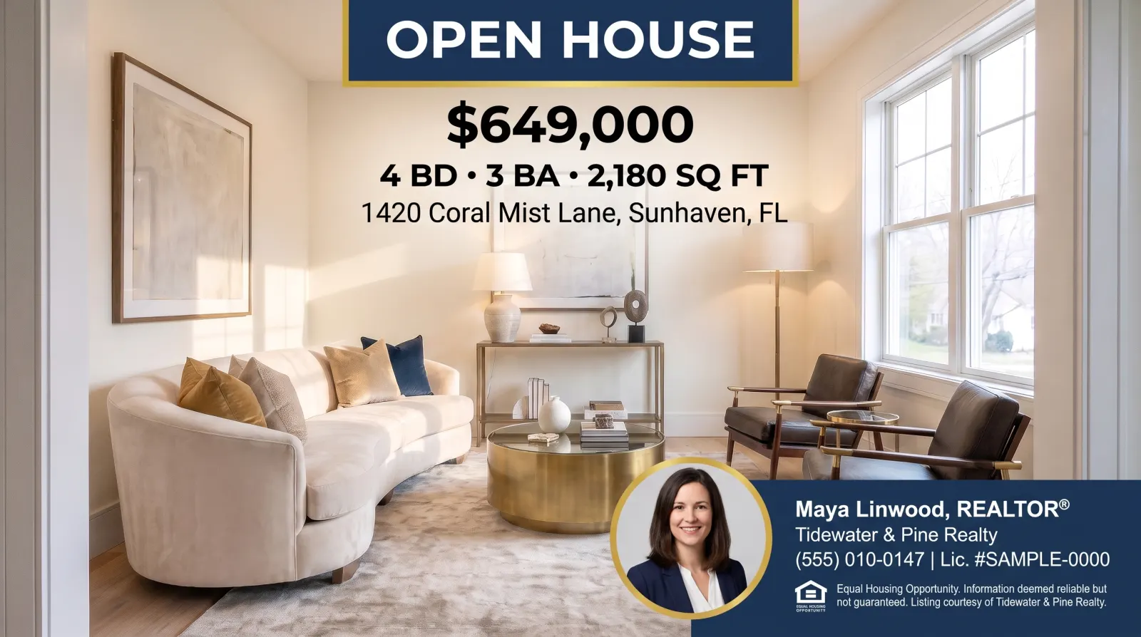 Open house ad, link placement