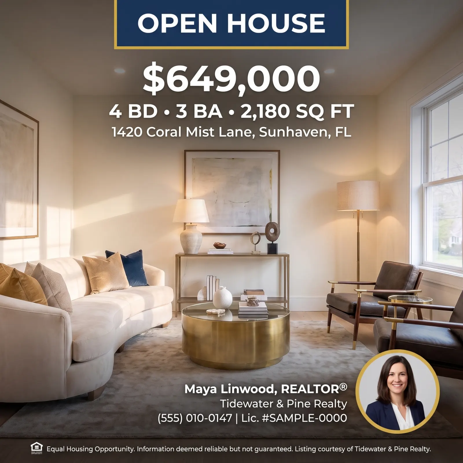 Open house ad, 1:1 square placement