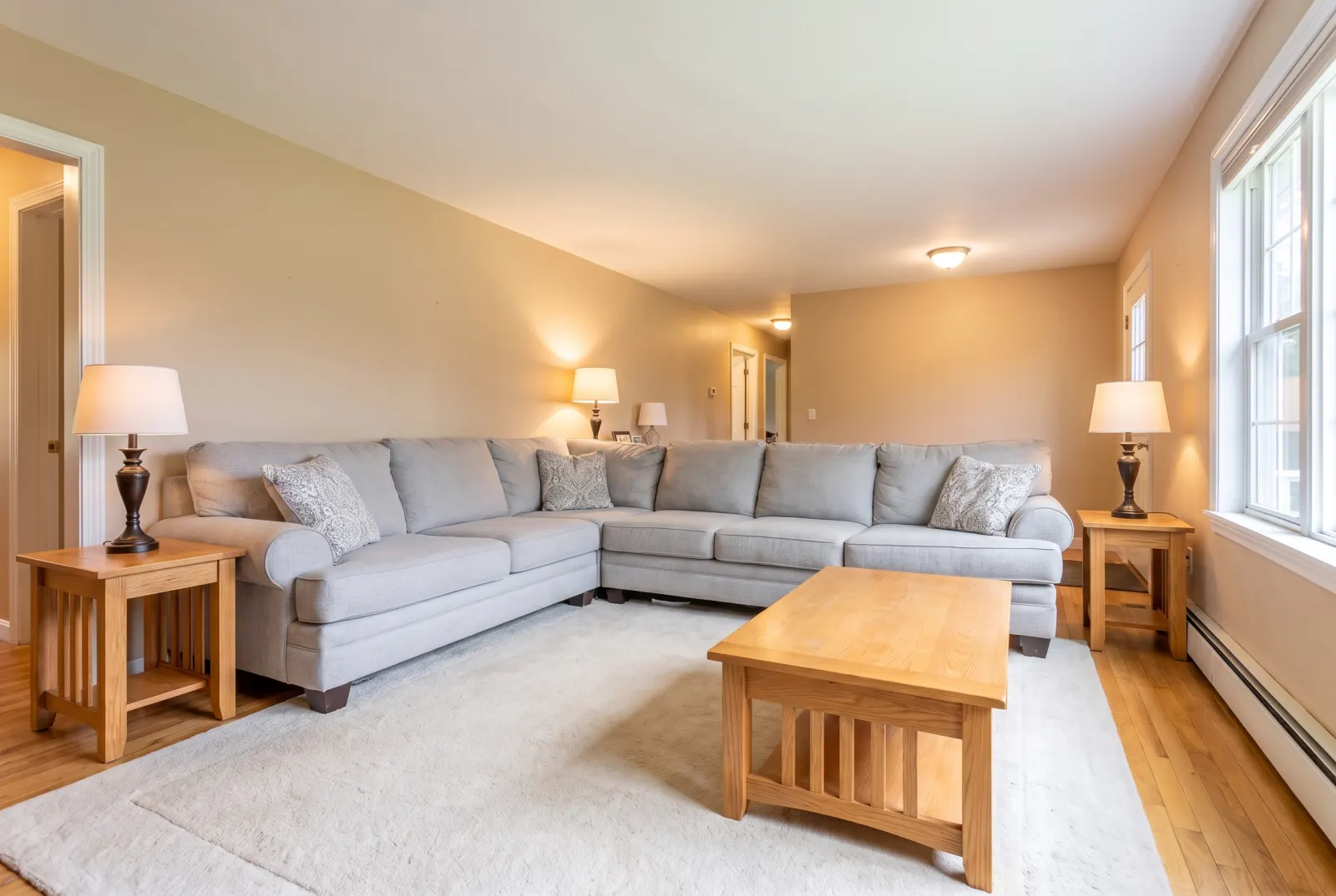 The same living room with the clutter removed