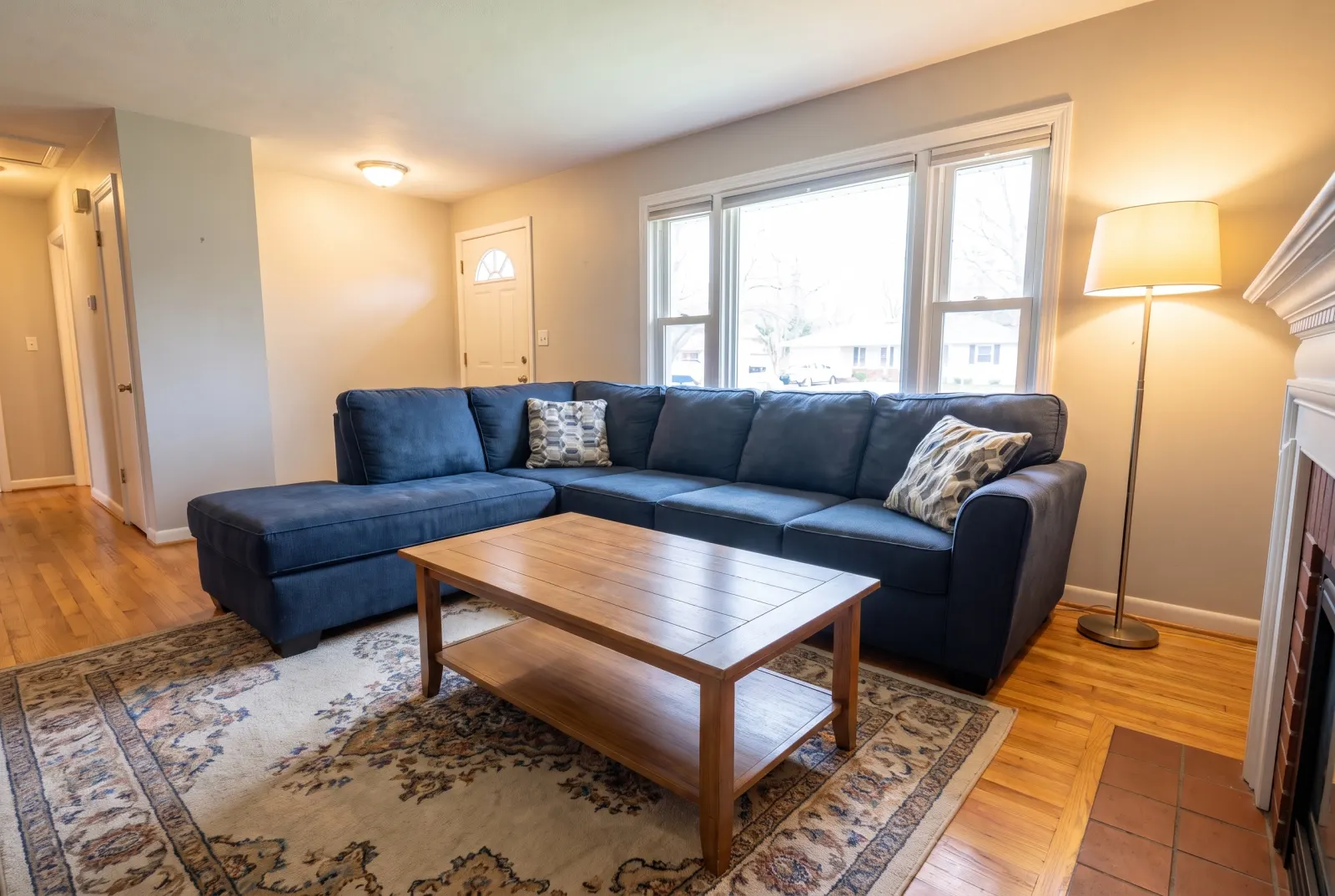 The same apartment living room tidied