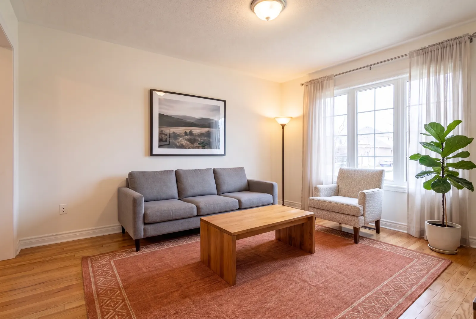 The same room with a terracotta rug
