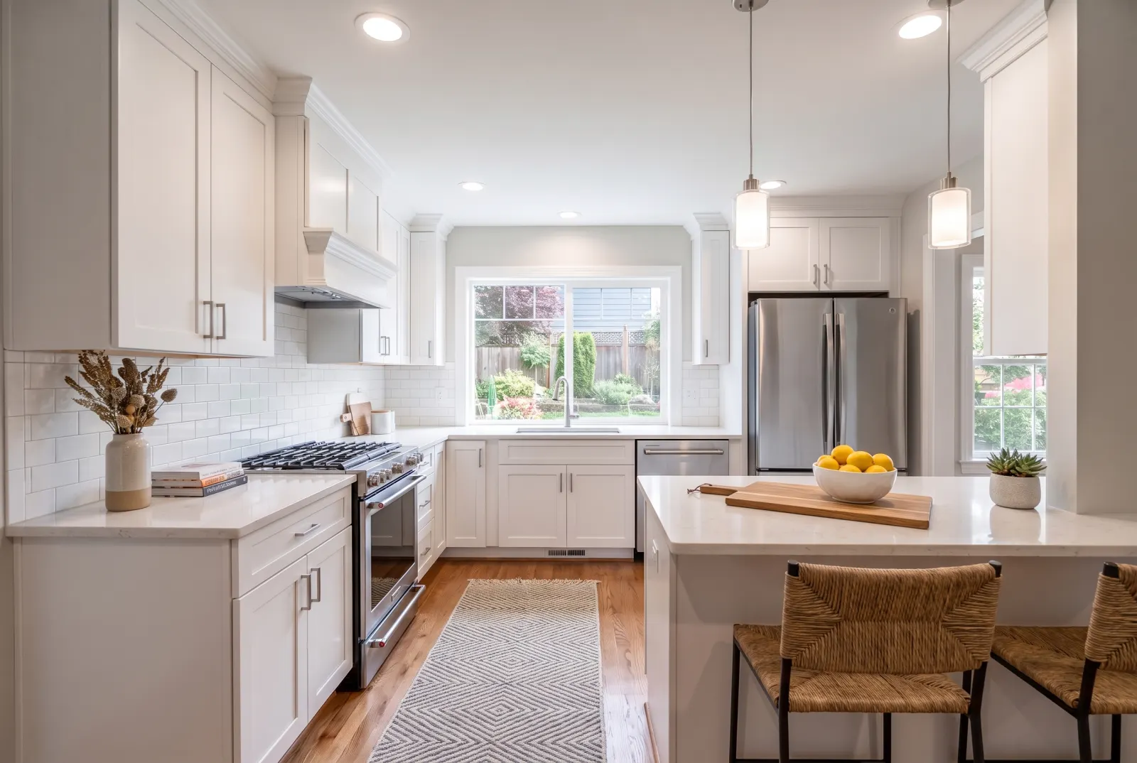 The same kitchen with lightly styled counters