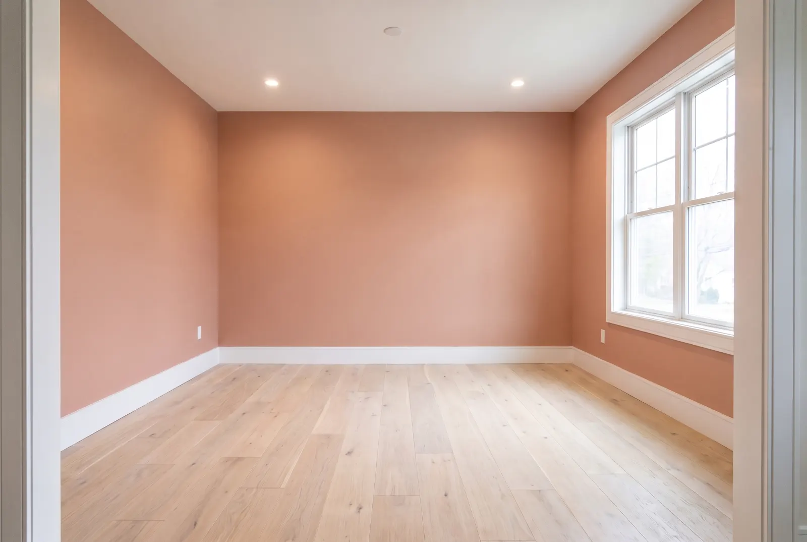 The same empty room with Terracotta Blush walls